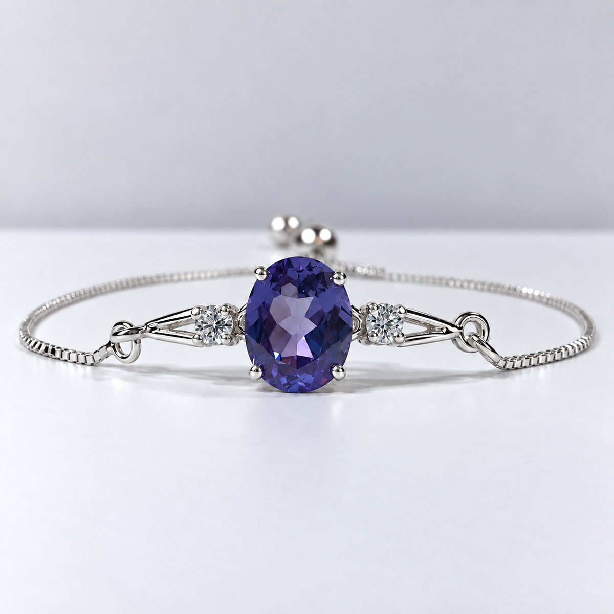 3.5ct Color Change Alexandrite & White Sapphire Bolo Bracelet