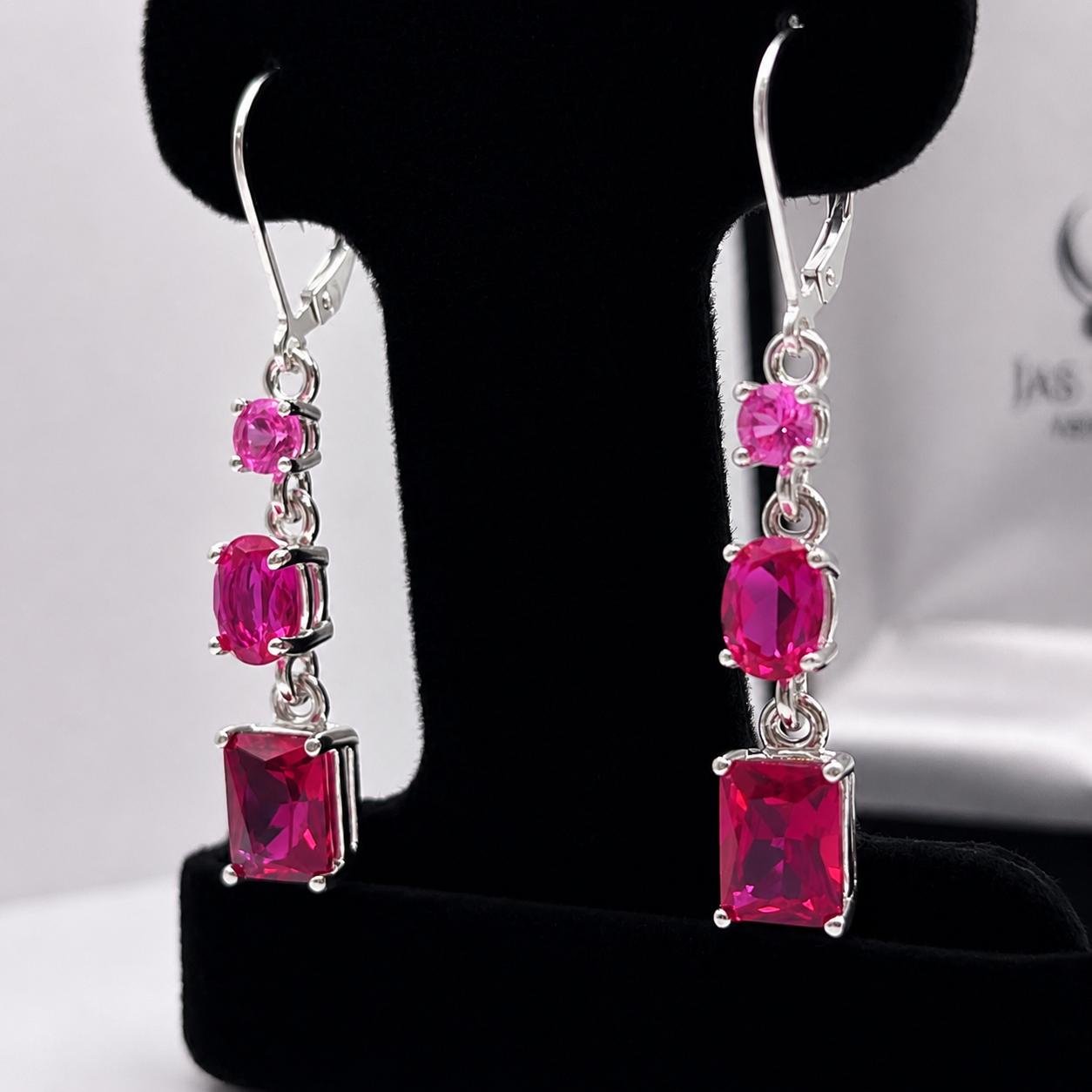 5ctw Multi Cut Cascading Pink Sapphires and Ruby Earrings