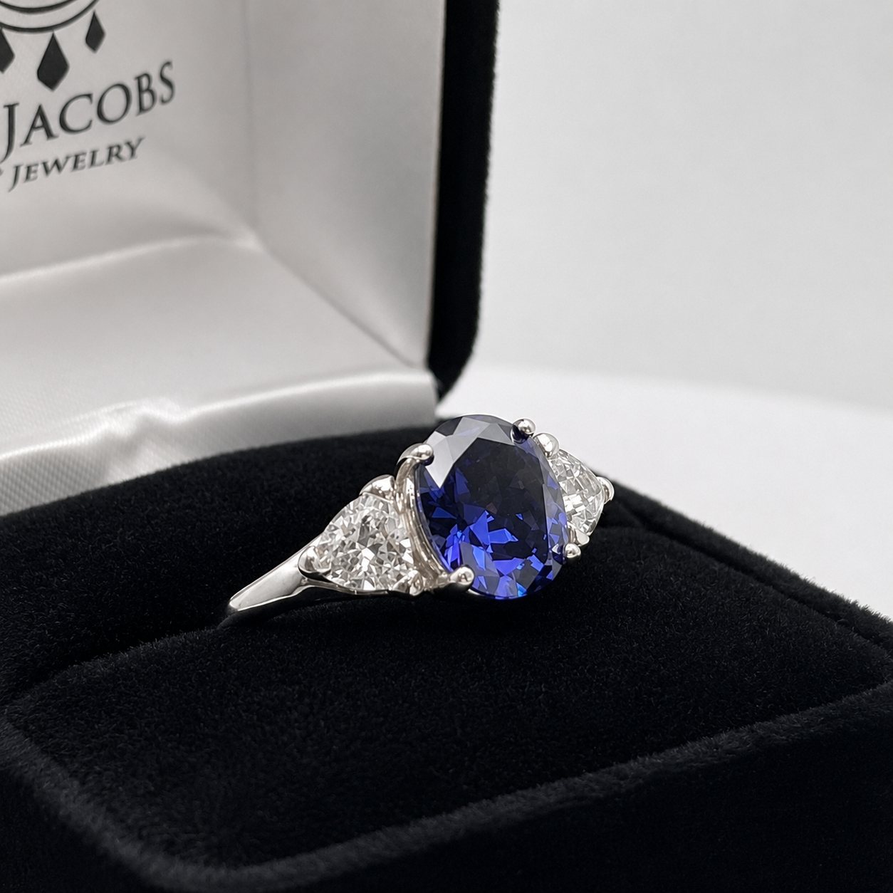4ctw Oval Cut Tanzanite & White Sapphire Art Deco Ring