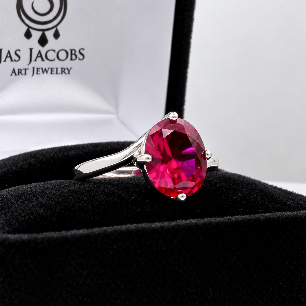 3ct Oval Cut Ruby Bypass-Inspired Solitaire Ring