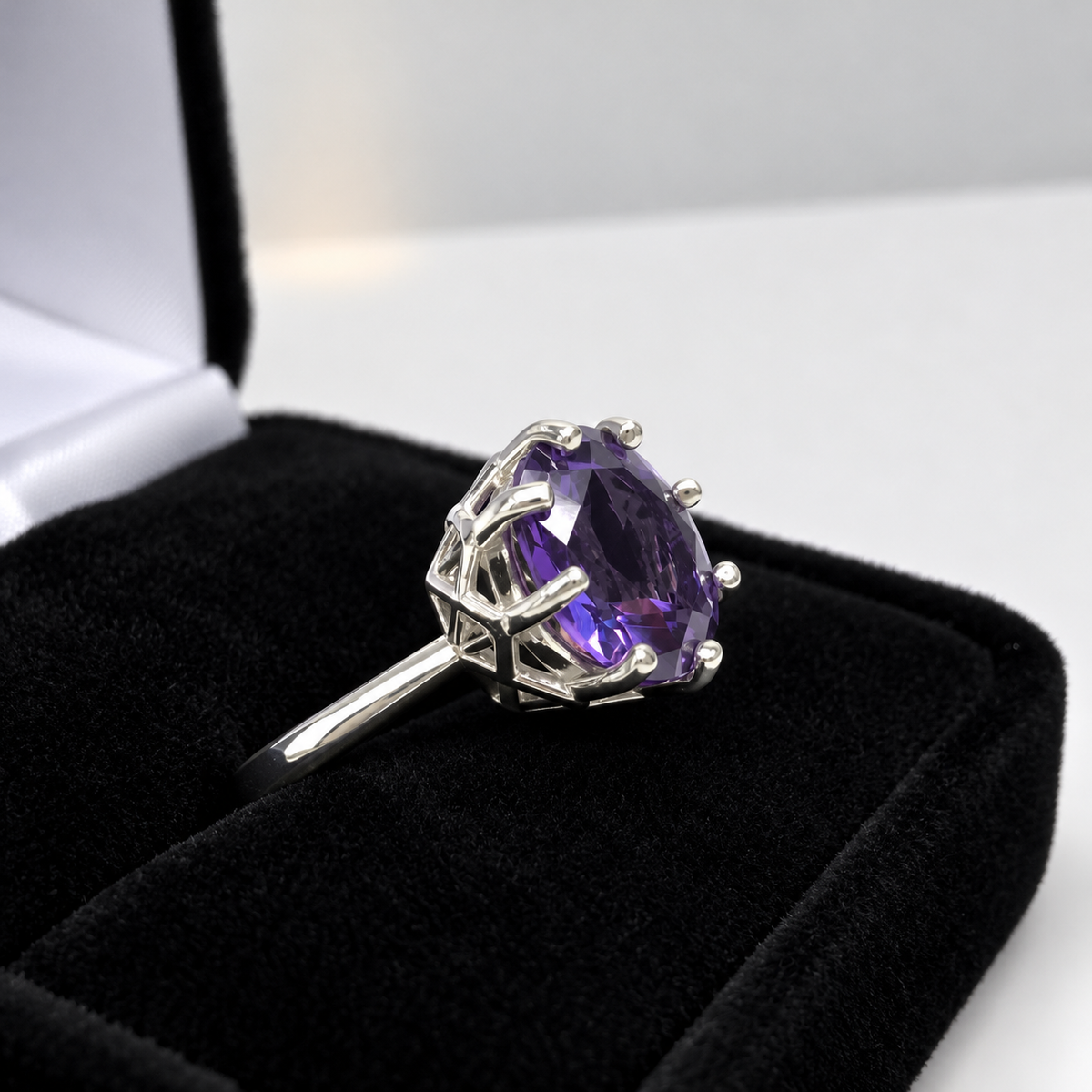 5ct Oval Alexandrite Sapphire Ring – Art Deco Inspired 8 Prong Setting