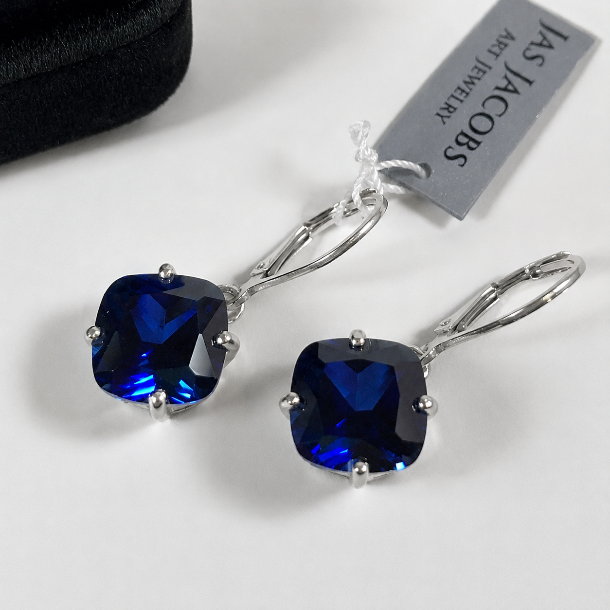 10 CTW Cushion Cut Blue Sapphire Drop Earrings