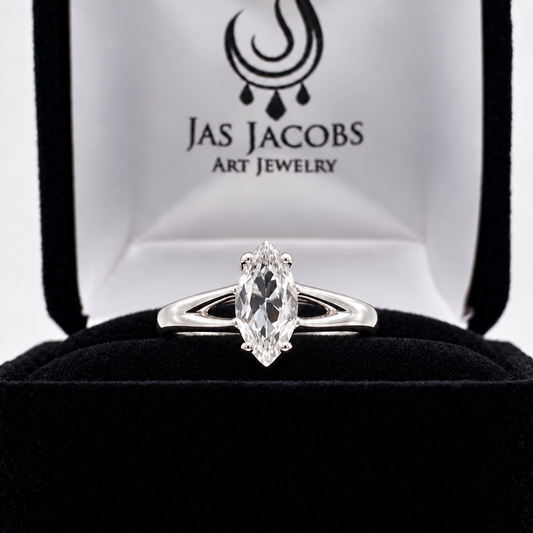 1.25ct Marquise White Sapphire Solitaire Ring in Sterling Silver