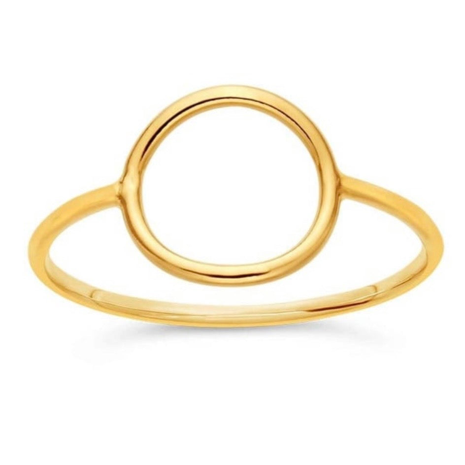 Yellow Gold Filled Open Circle Ring | Minimalist Geometric Stackable Ring | Modern Everyday Jewelry