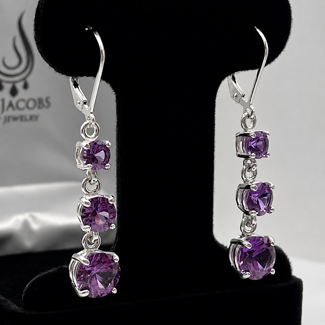 5ctw Color Change Alexandrite Sapphire Earrings | Round Multi Stone Dangle Earrings