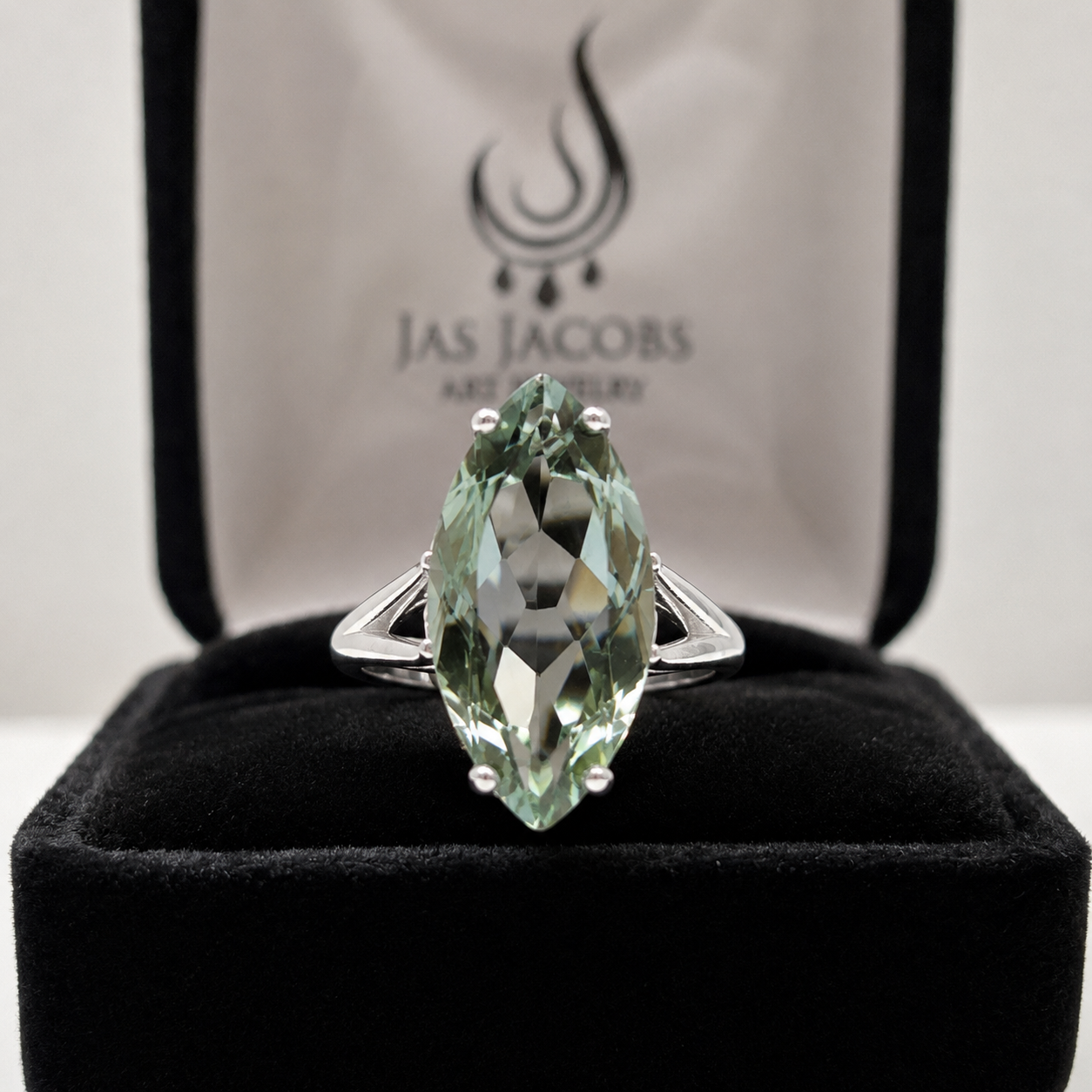 6 Ct Natural Green Quartz Marquise Statement Ring