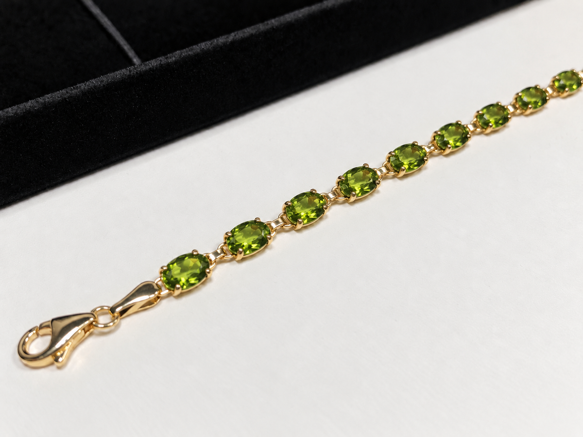 7ctw Oval Cut Peridot Tennis Bracelet