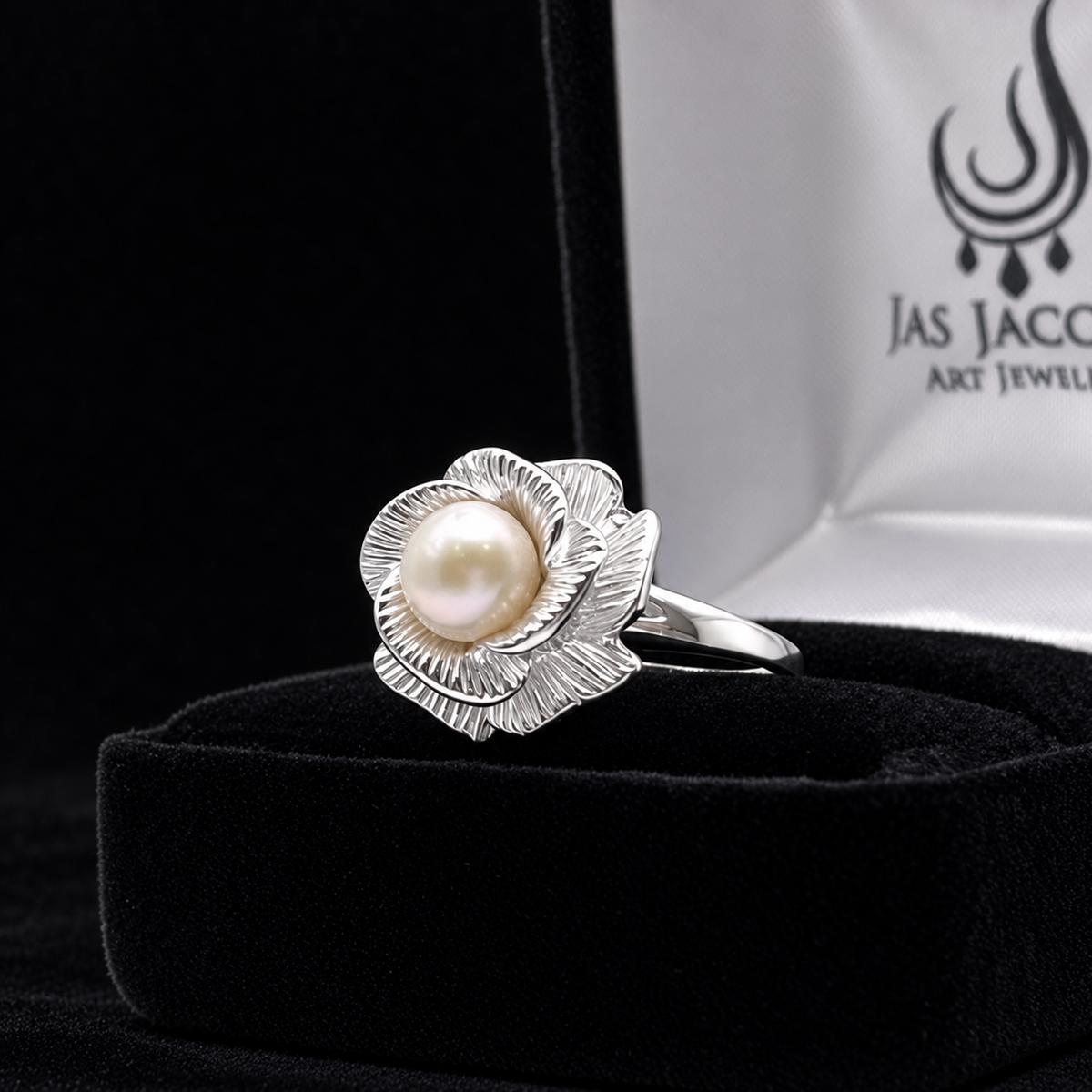 Freshwater Pearl Sculptural Floral Ring in Sterling Silver