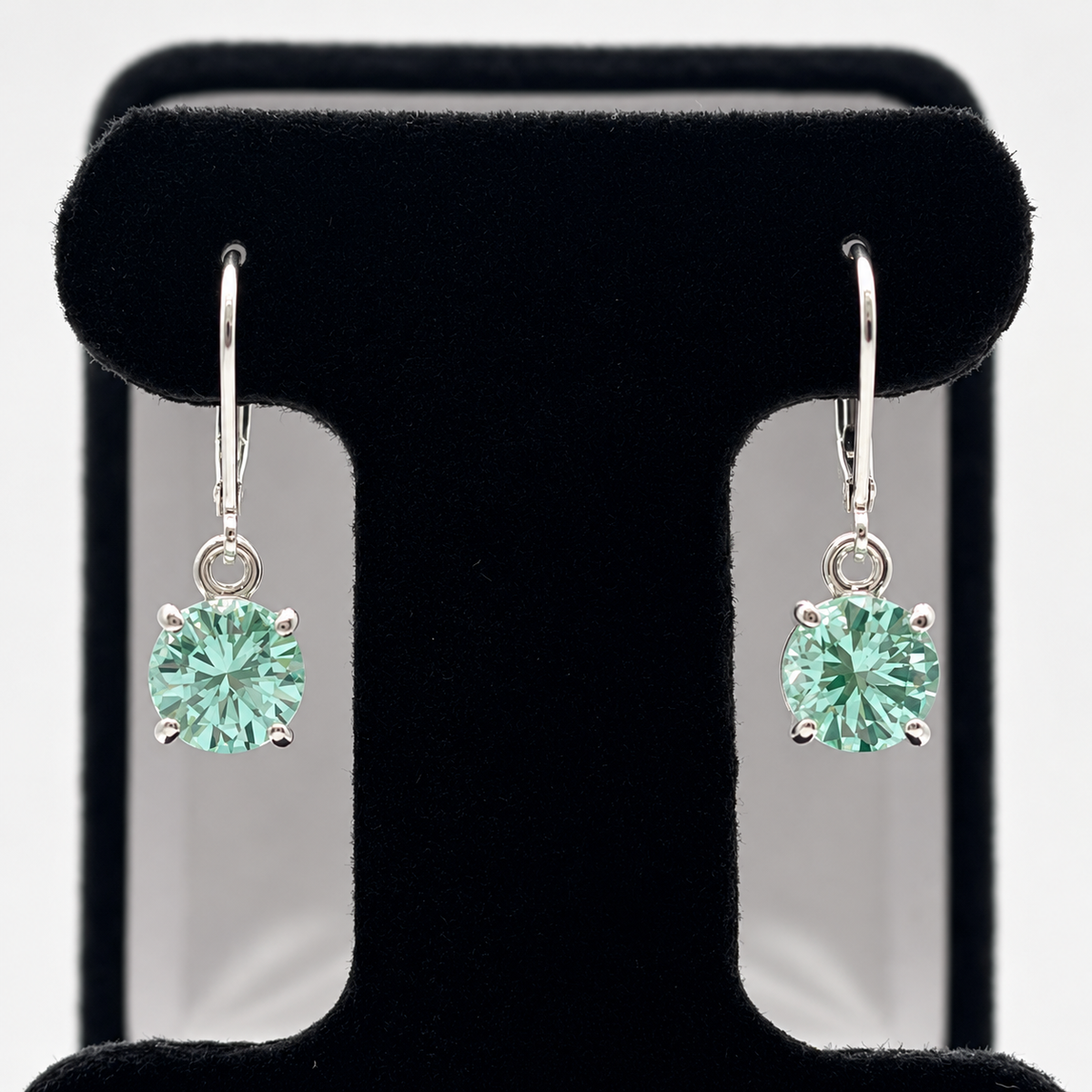 4ctw Sea Foam Green Spinel Solitaire Leverback Earrings
