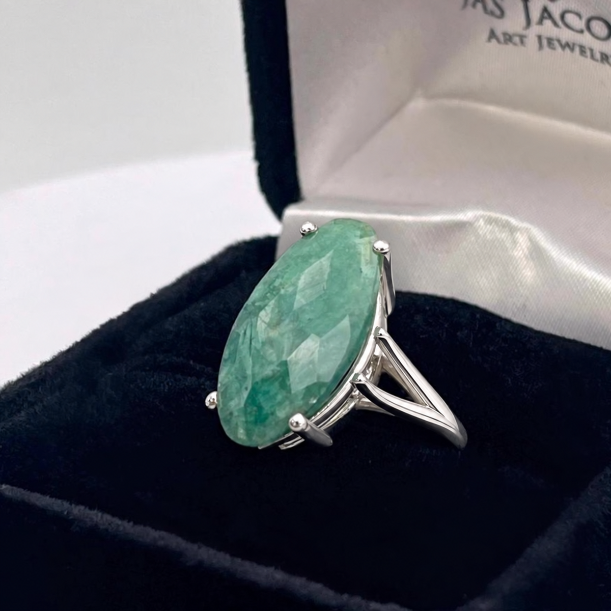 6ct Marquise Emerald Statement Ring