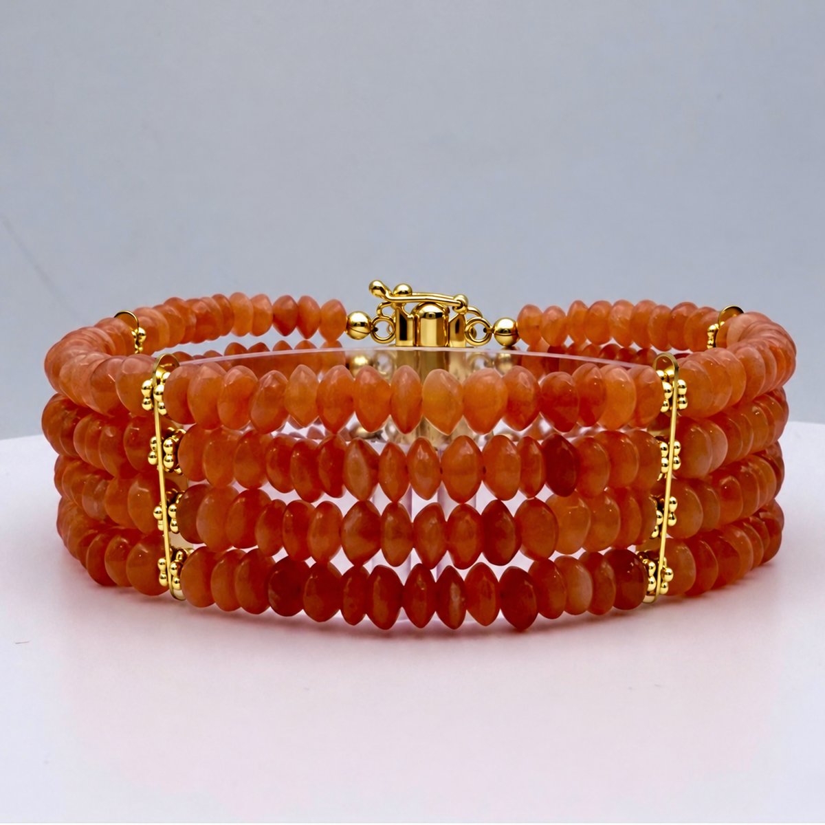 Peach Moonstone Four-Strand Statement Bracelet