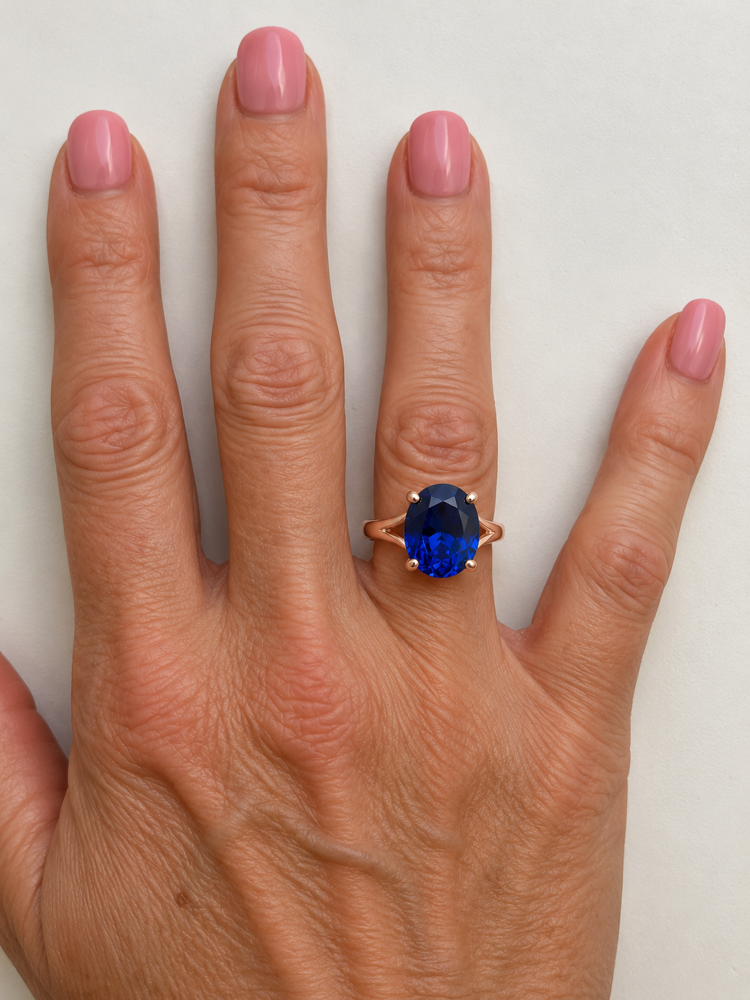 5ct Oval Cut Blue Sapphire Split Shank Ring
