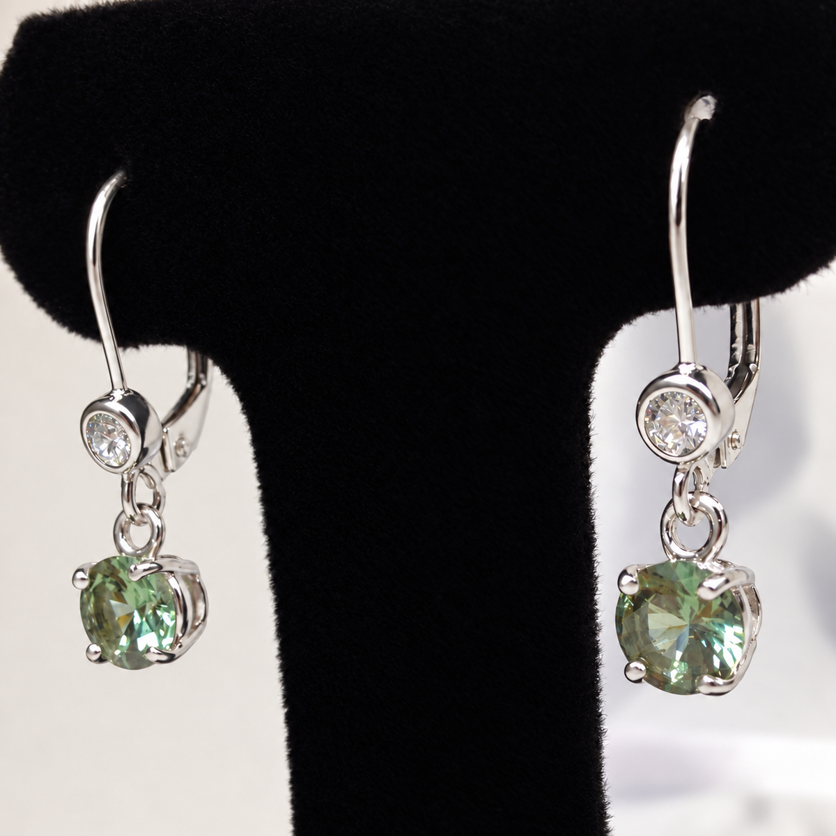 3ctw Green Amethyst Prasiolite & White Topaz Leverback Earrings
