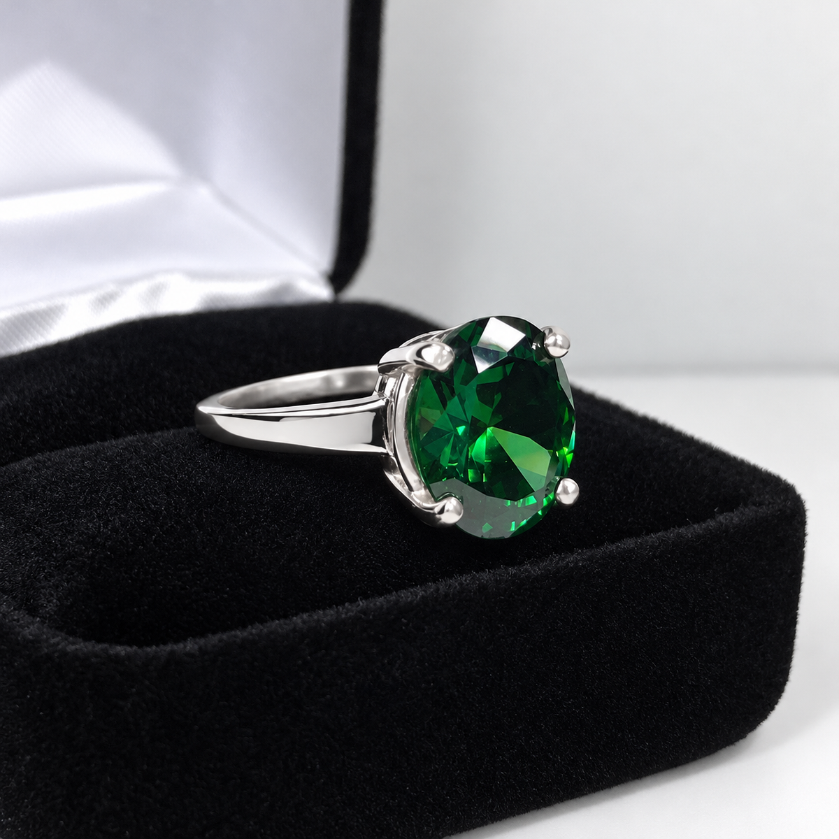 4.5ct Oval Emerald Green Simulated Gemstone Ring