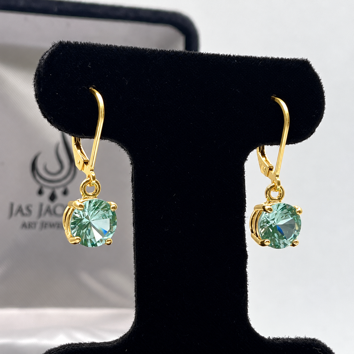 4ctw Mint Green Spinel Solitaire Leverback Earrings
