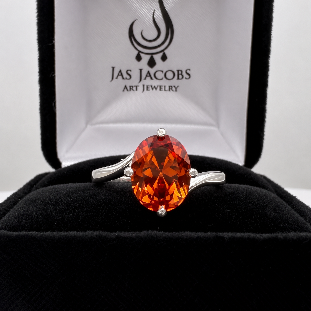 3ct Oval Padparadscha Sapphire Ring with Sculpted Bypass Band