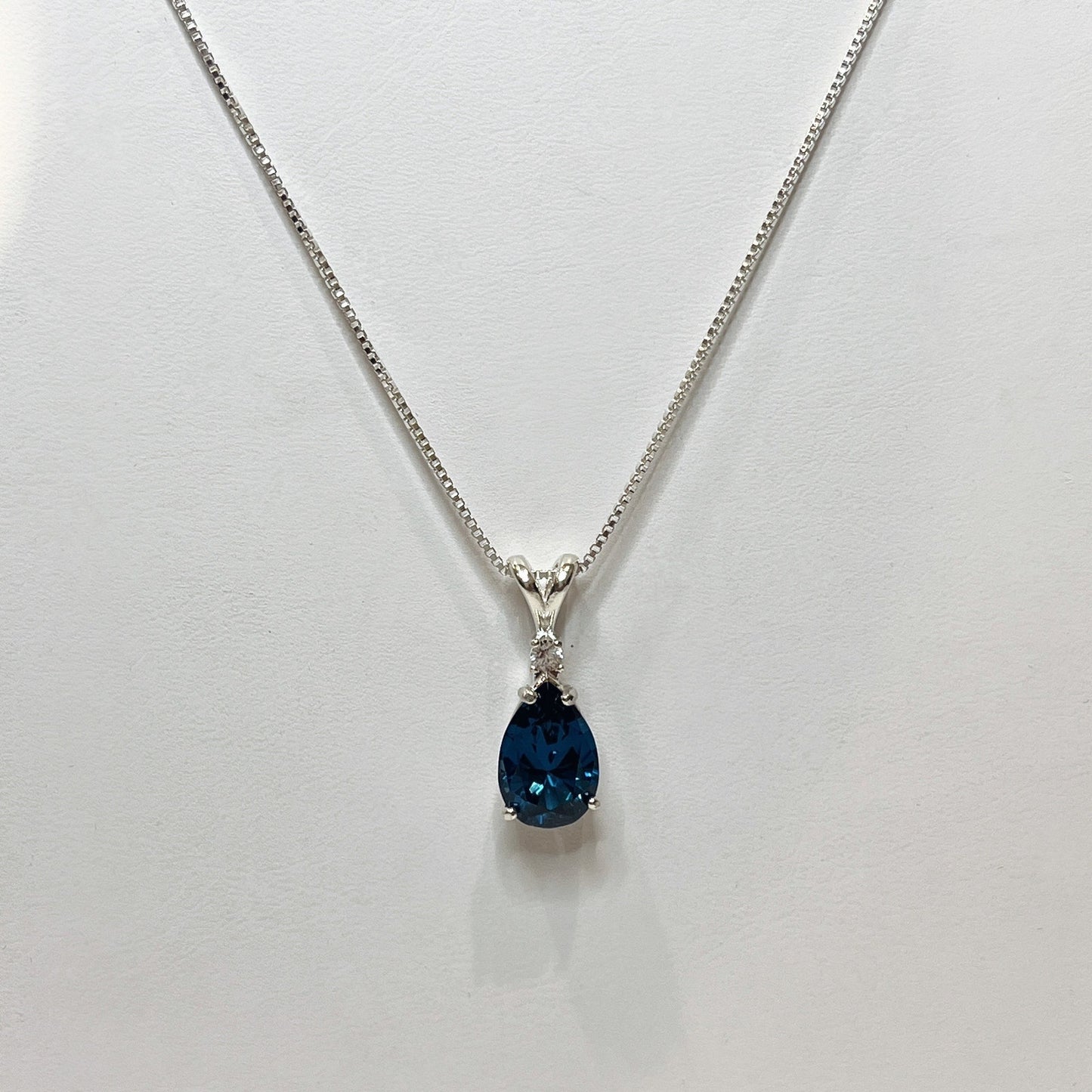 Beautiful 3ct London Blue Spinel & White Topaz Necklace Sterling Silver Pendant Trending Jewelry Gift December