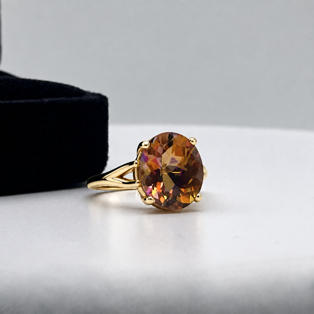 4.5ct Oval Sunset Topaz Statement Ring