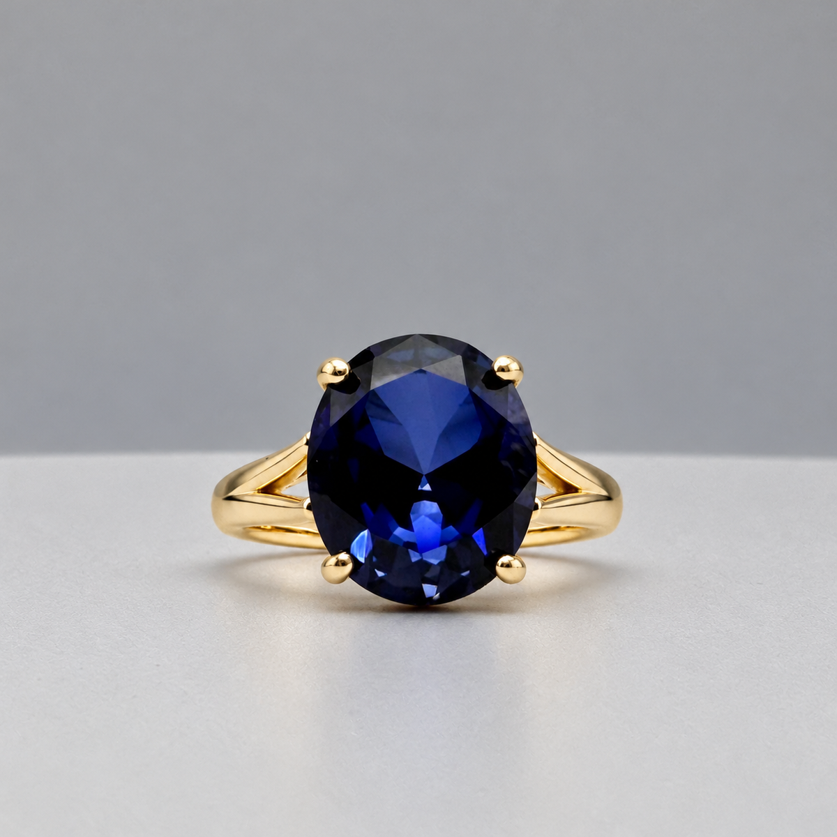 5ct Oval Cut Blue Sapphire Split Shank Ring