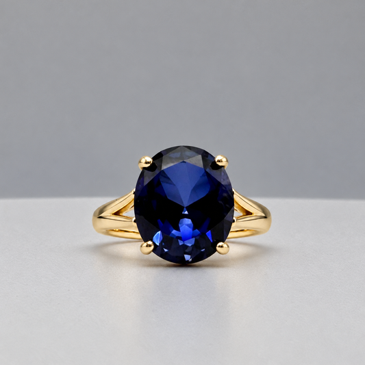5ct Oval Cut Blue Sapphire Split Shank Ring