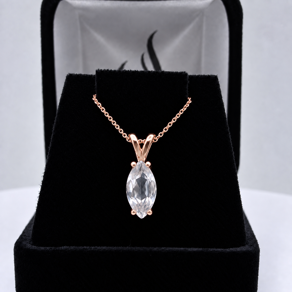 1.75ct Marquise White Sapphire Solitaire Pendant
