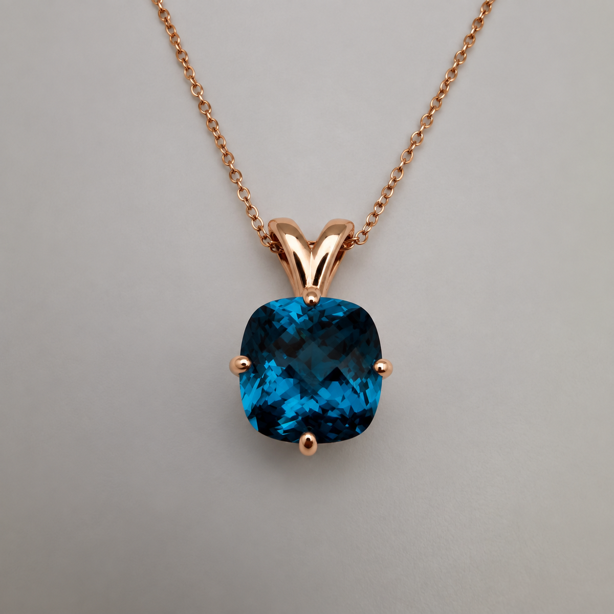 4ct London Blue Spinel Cushion Cut Pendant Necklace