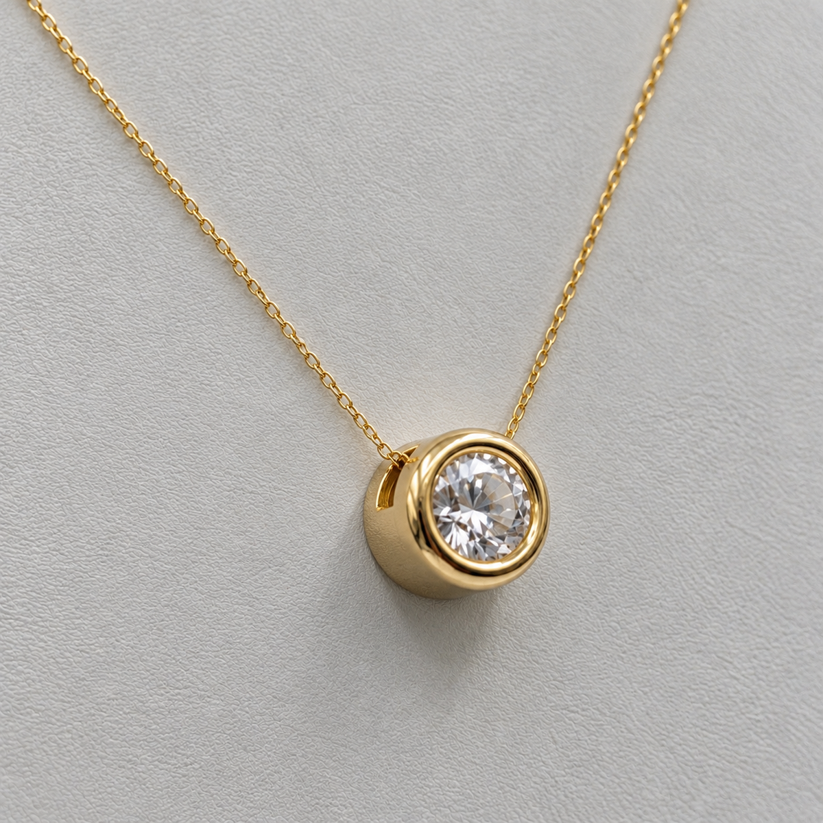 Bezel Set Lab Grown Diamond Solitaire Slider Necklace