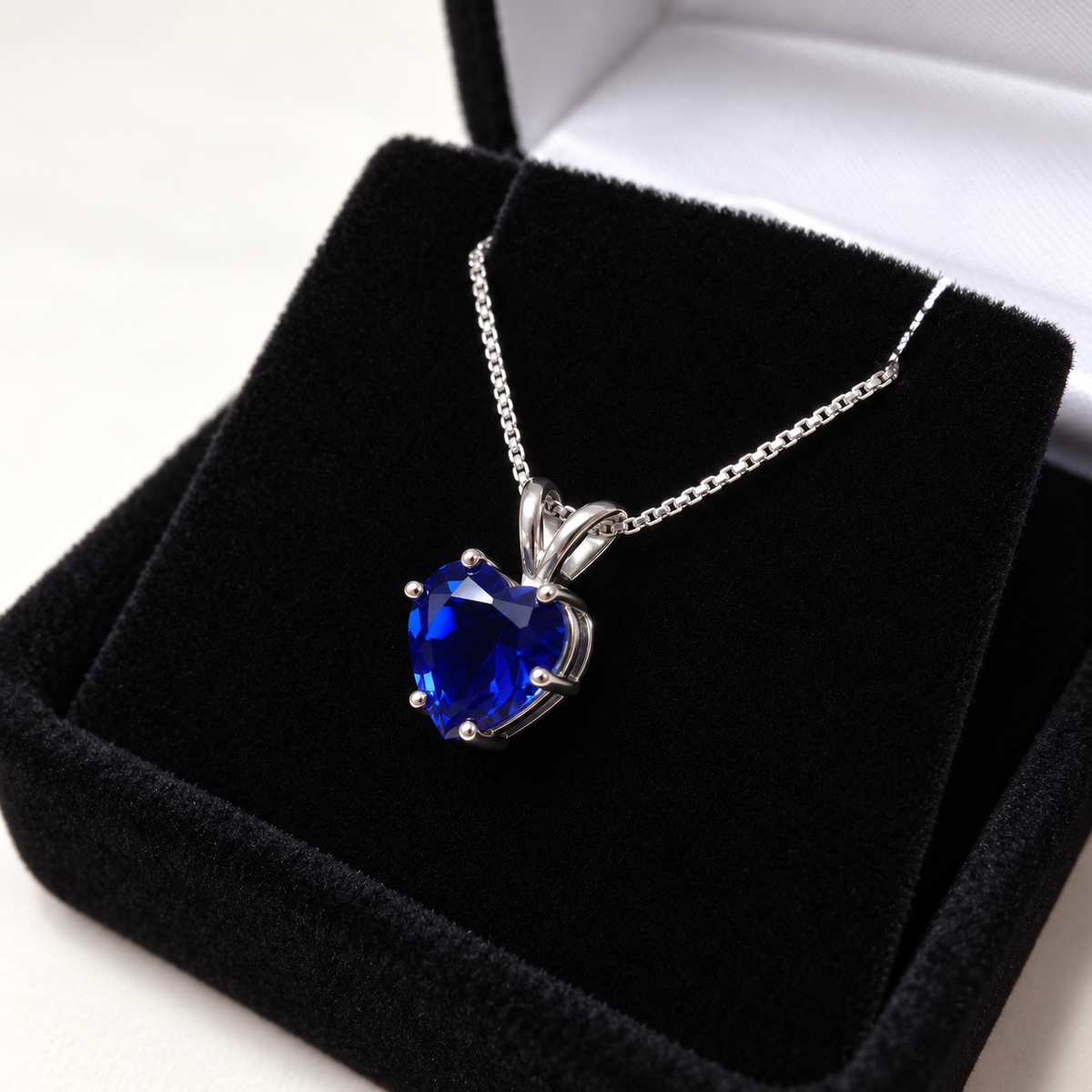 2ct Heart Cut Sapphire Pendant Necklace