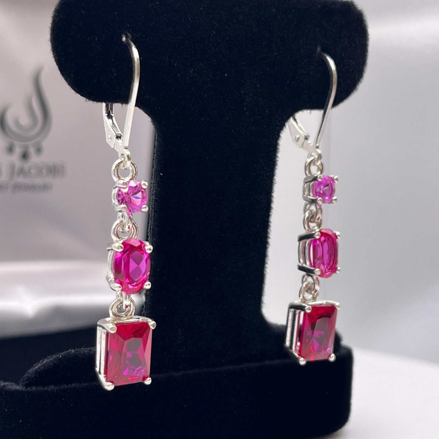 5ctw Multi Cut Pink Sapphire and Ruby Earrings Valentines Jewelry Gift