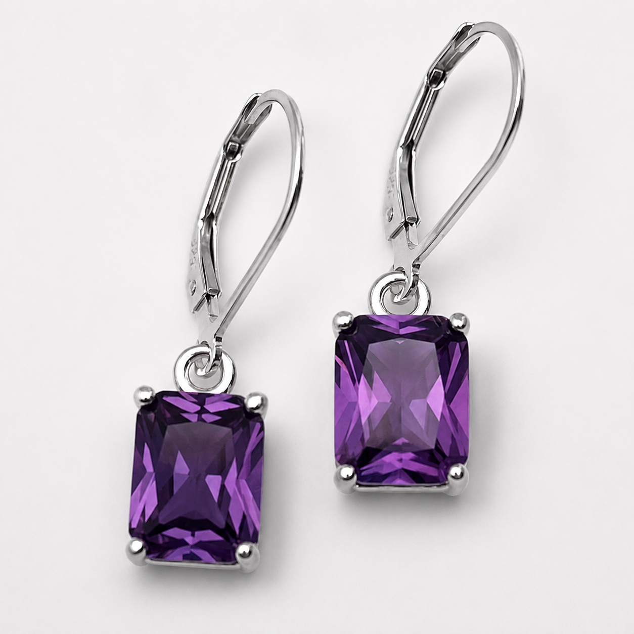 5 CTW Emerald Cut Lab Grown Alexandrite Sapphire Earrings