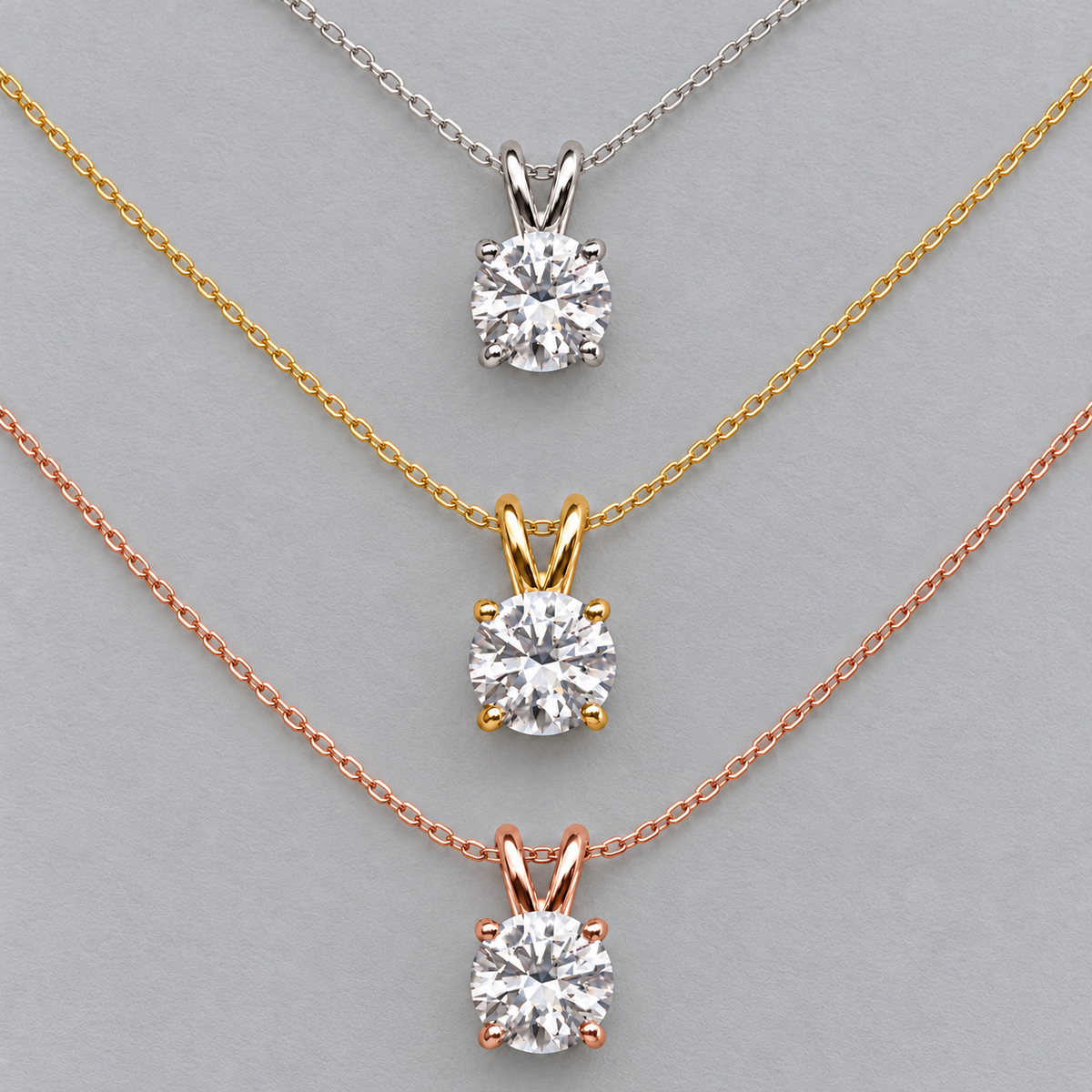1ct White Sapphire Solitaire Pendant Necklace