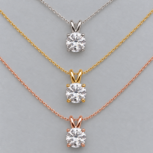 1ct White Sapphire Solitaire Pendant Necklace