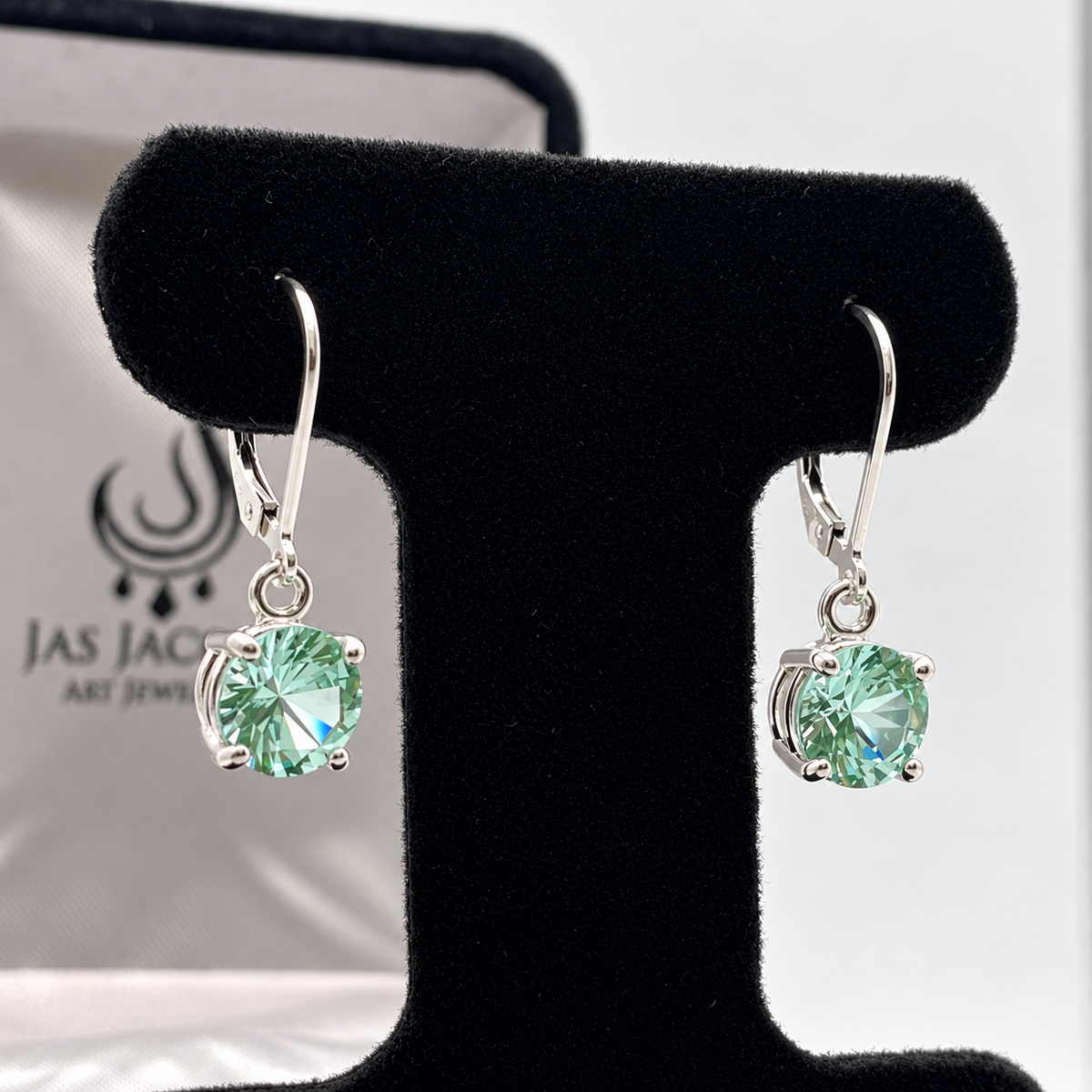 4ctw Mint Green Spinel Solitaire Leverback Earrings