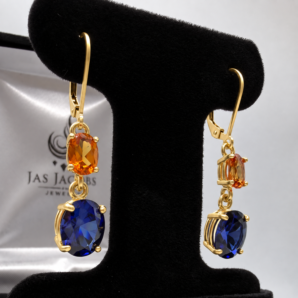 7ctw Blue & Padparadscha Sapphire Dangle Earrings