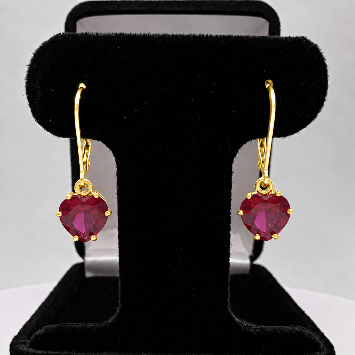 4ctw Heart Cut Ruby Dangle Earrings