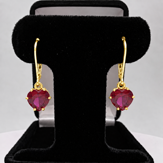 4ctw Heart Cut Ruby Dangle Earrings