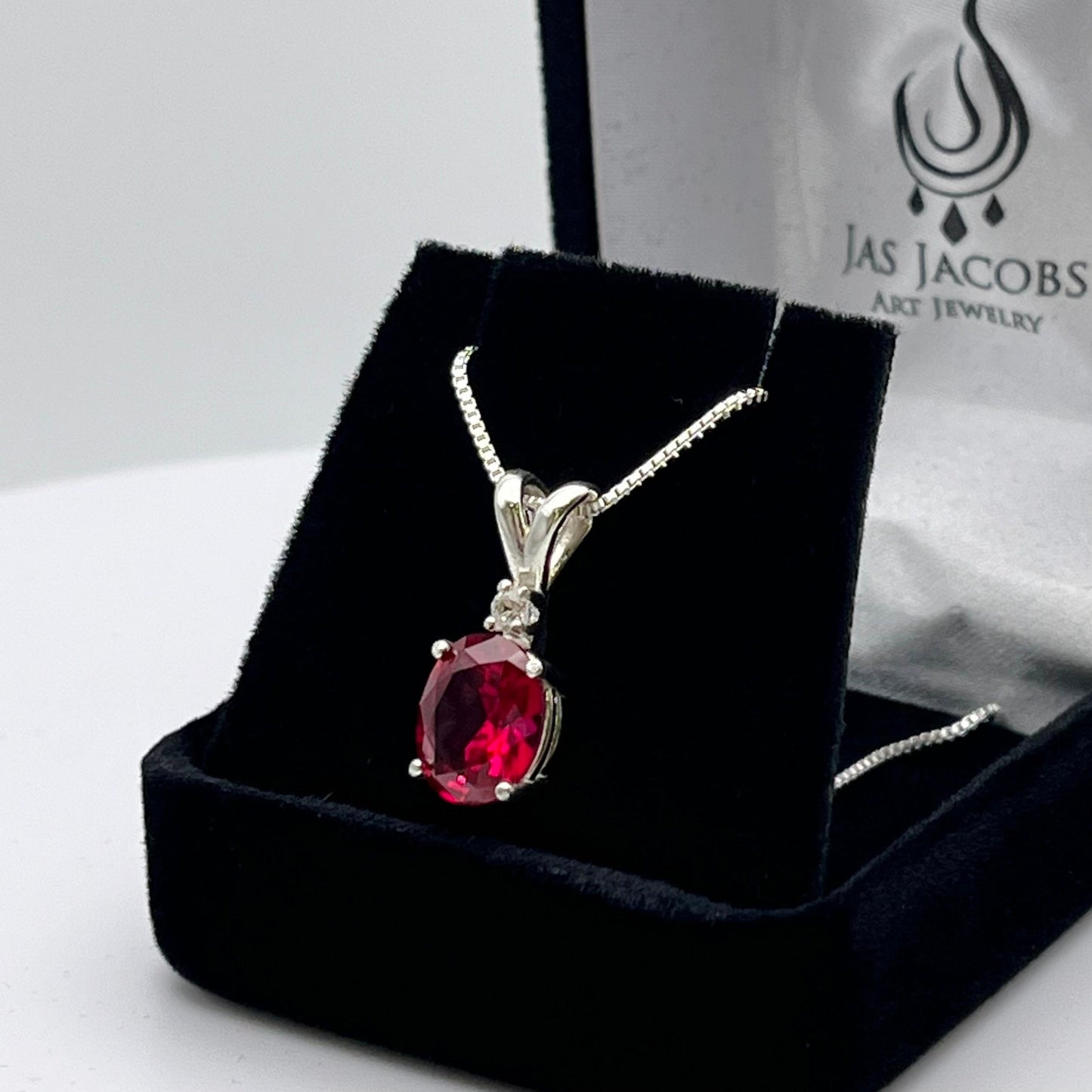 Beautiful 3ct Ruby Necklace Sterling Silver Pendant Necklace with White Sapphire Jewelry Trends Ruby Valentine Gift wife