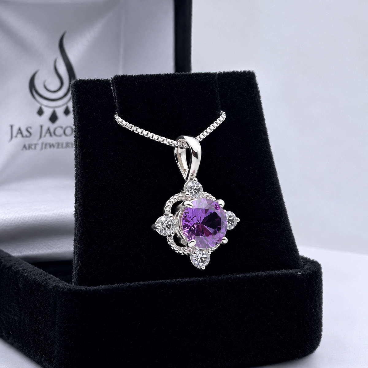 2.4ctw Round Alexandrite & White Sapphire Pendant Necklace