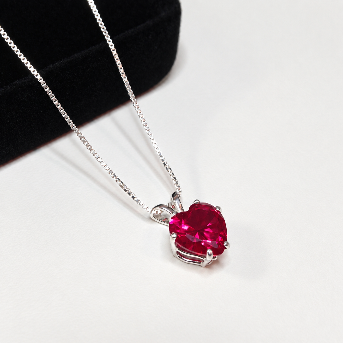 2ct Heart Cut Ruby Pendant Necklace