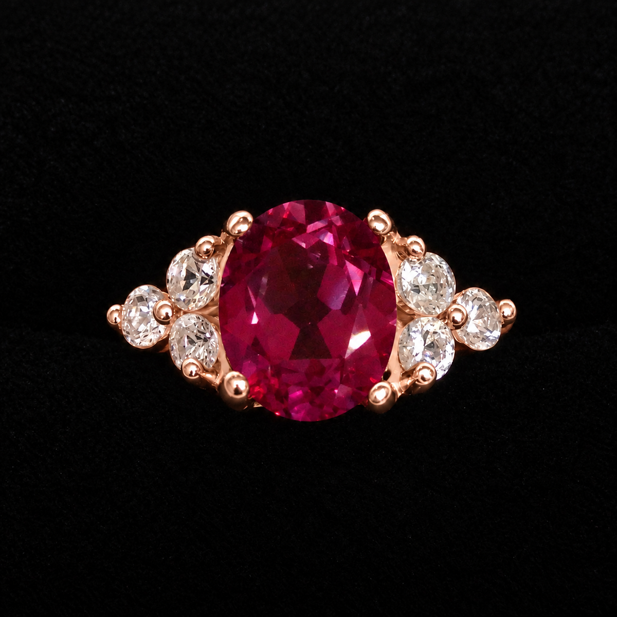 3.78ctw Oval Ruby & White Sapphire Ring – Victorian Inspired