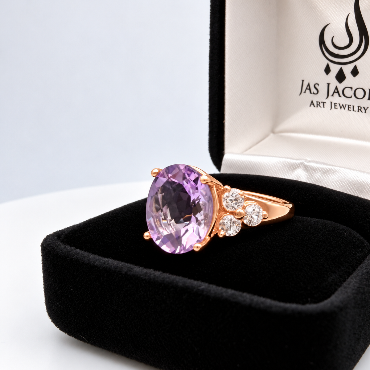 Rose de France Amethyst Ring with White Sapphire Accents