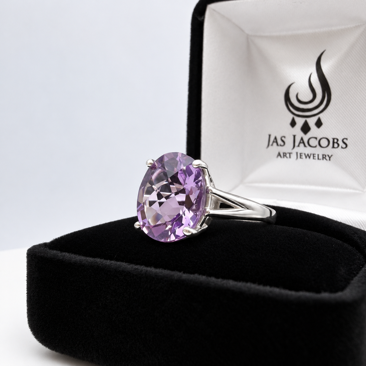 4.5ct Oval Rose de France Amethyst Ring in Sterling Silver