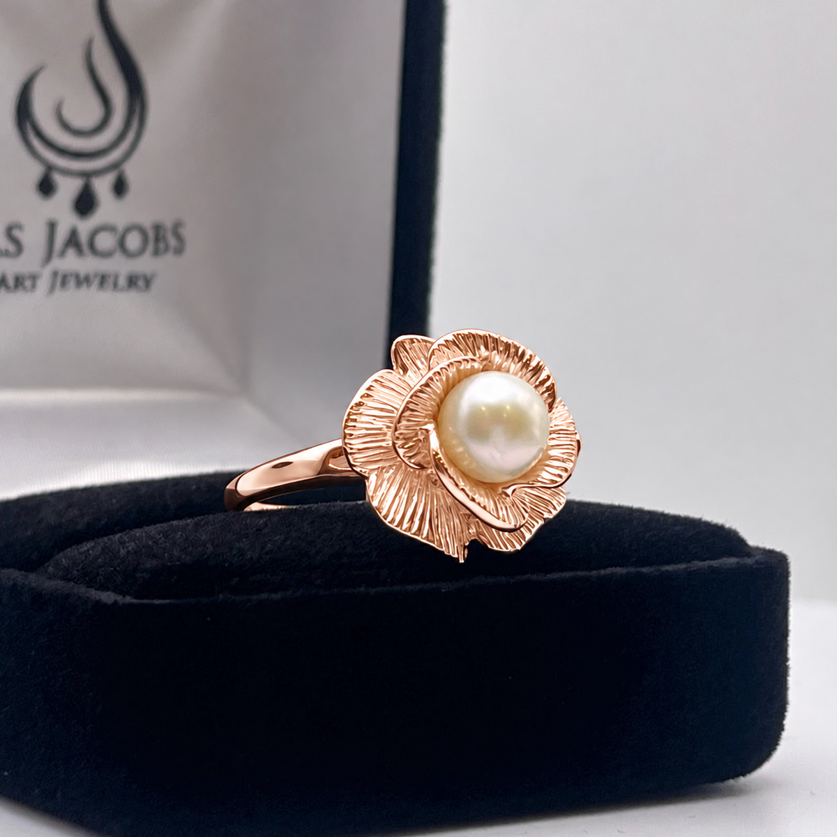 Genuine Akoya Pearl Sculptural Floral Ring