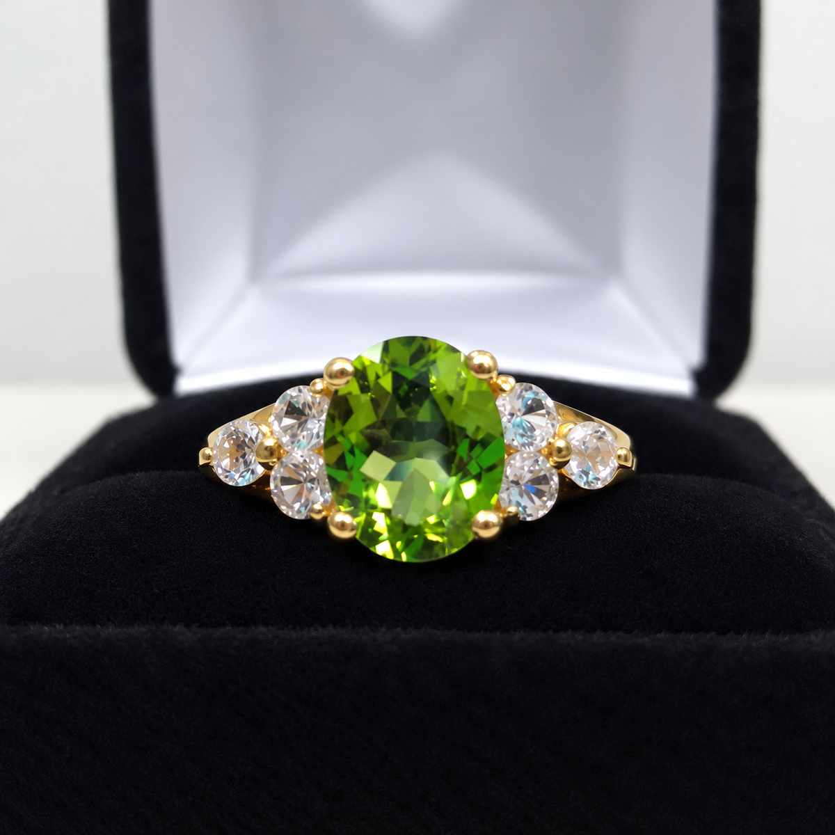2.84ctw Oval Arizona Peridot & Diamond Ring