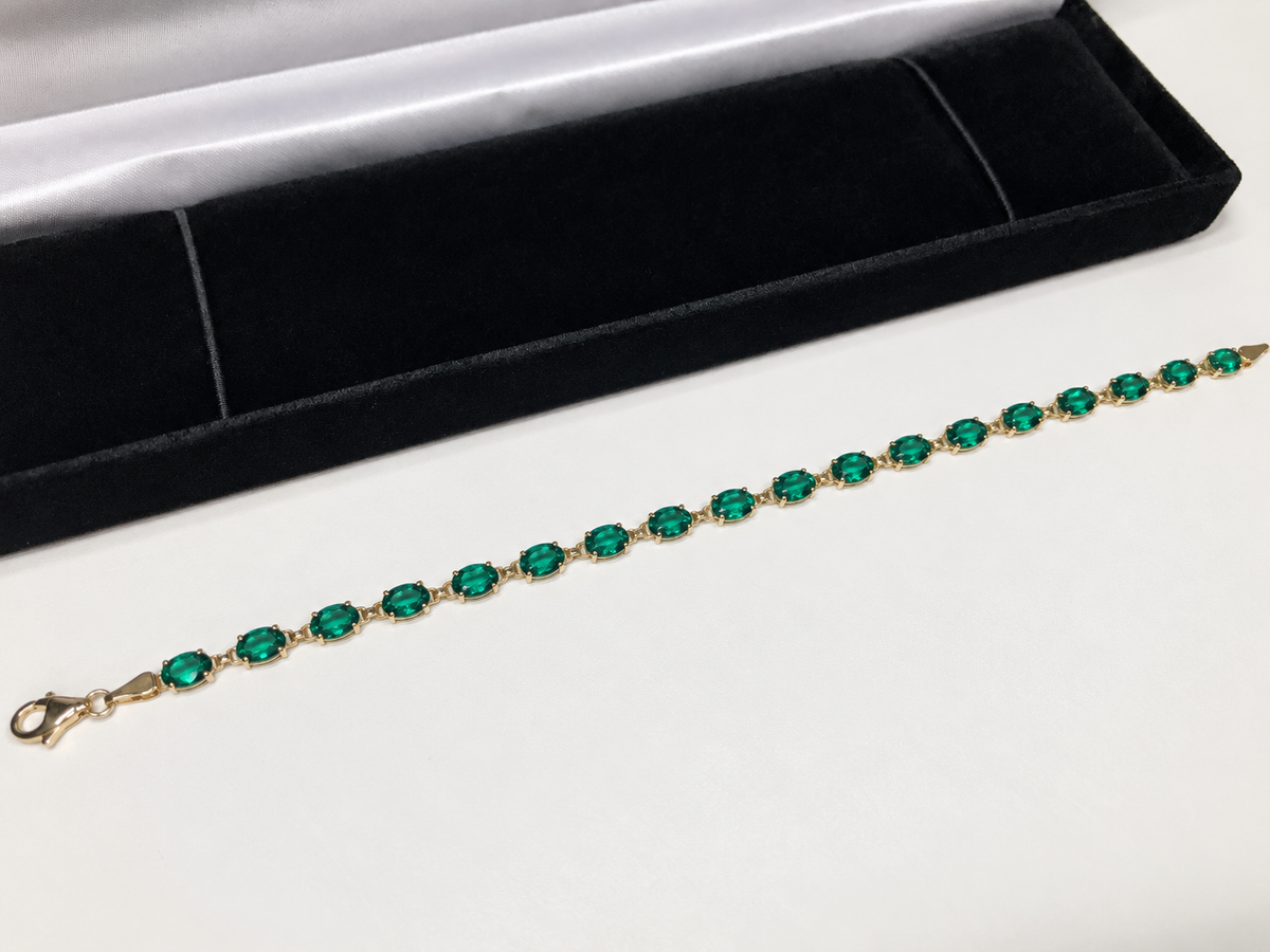 7ctw Oval Cut Emerald Tennis Bracelet
