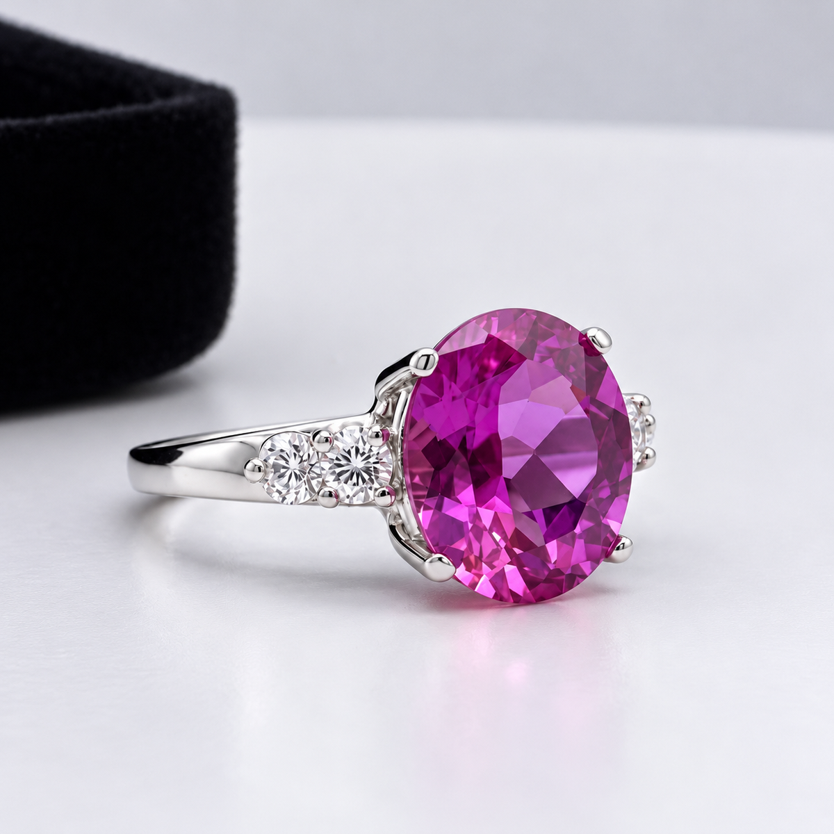 5.6ctw Oval Pink Sapphire & White Sapphire Statement Ring