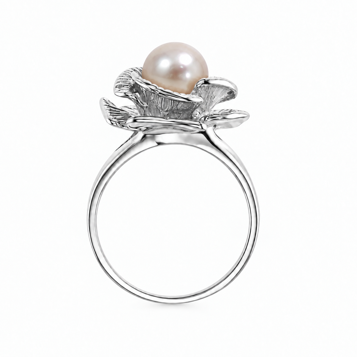 Genuine Akoya Pearl Sculptural Floral Ring