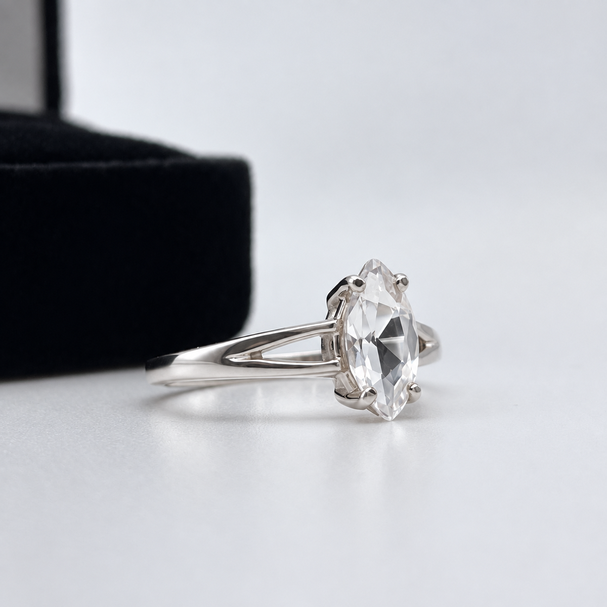 1.25ct Marquise White Sapphire Engagement Ring