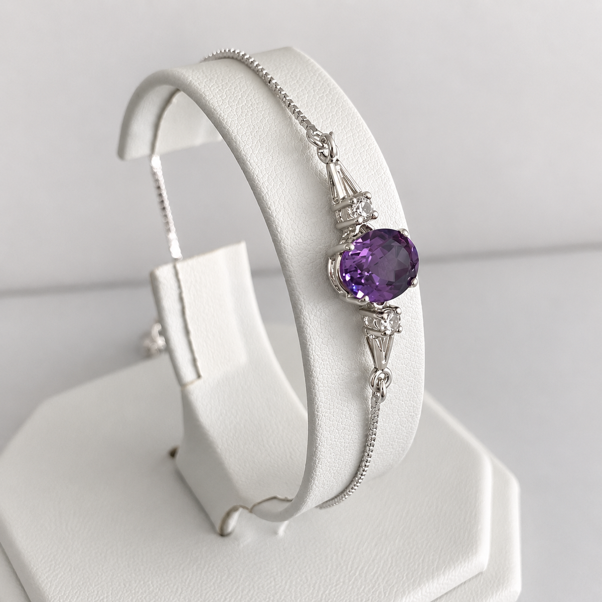 3.5ct Color Change Alexandrite & White Sapphire Bolo Bracelet