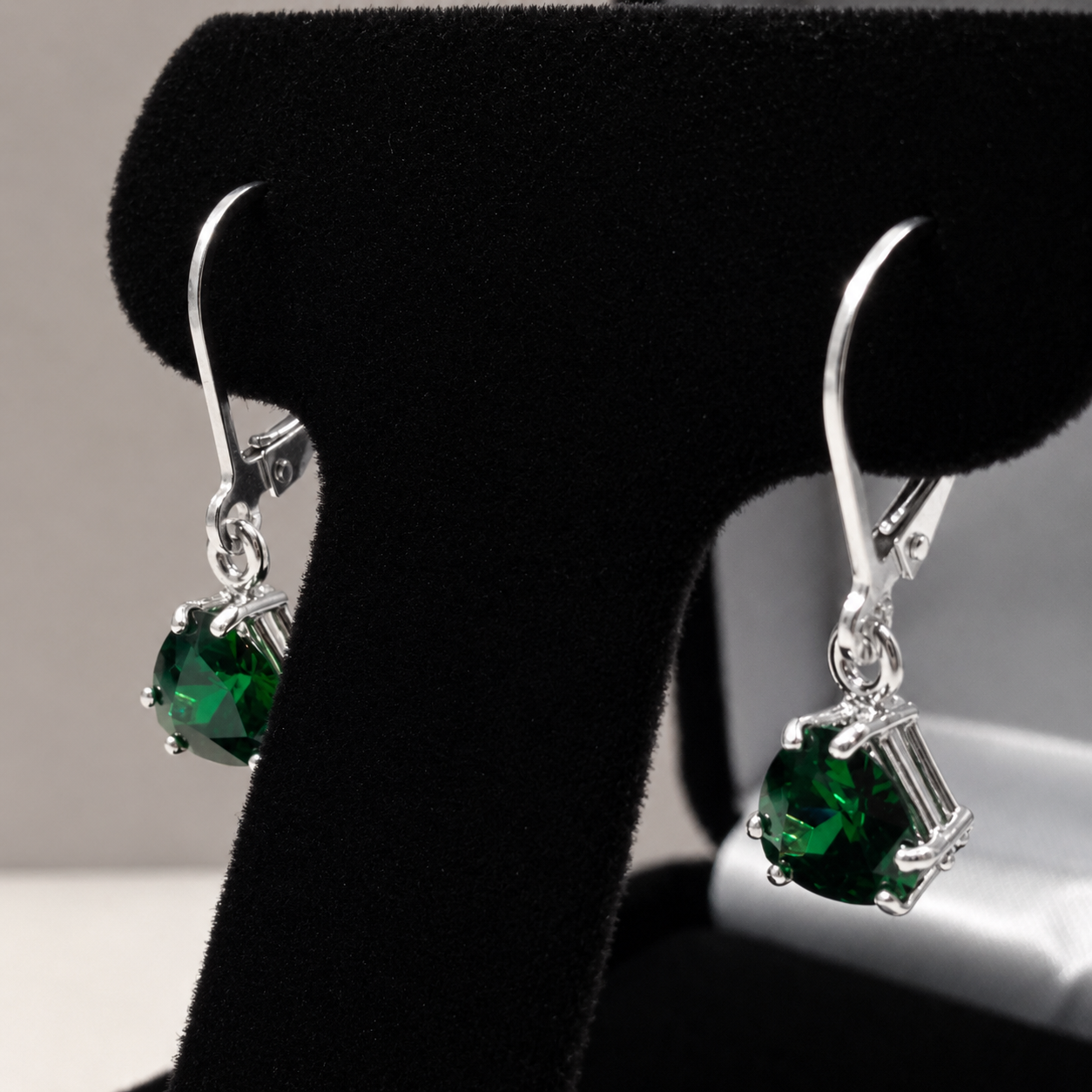 3 CTW Trillion Cut Emerald Earrings